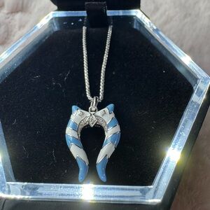 AHSOKA TANO STERLING SILVER WITH WHITE & BLUE ENAMEL PENDANT with Accent Diamond